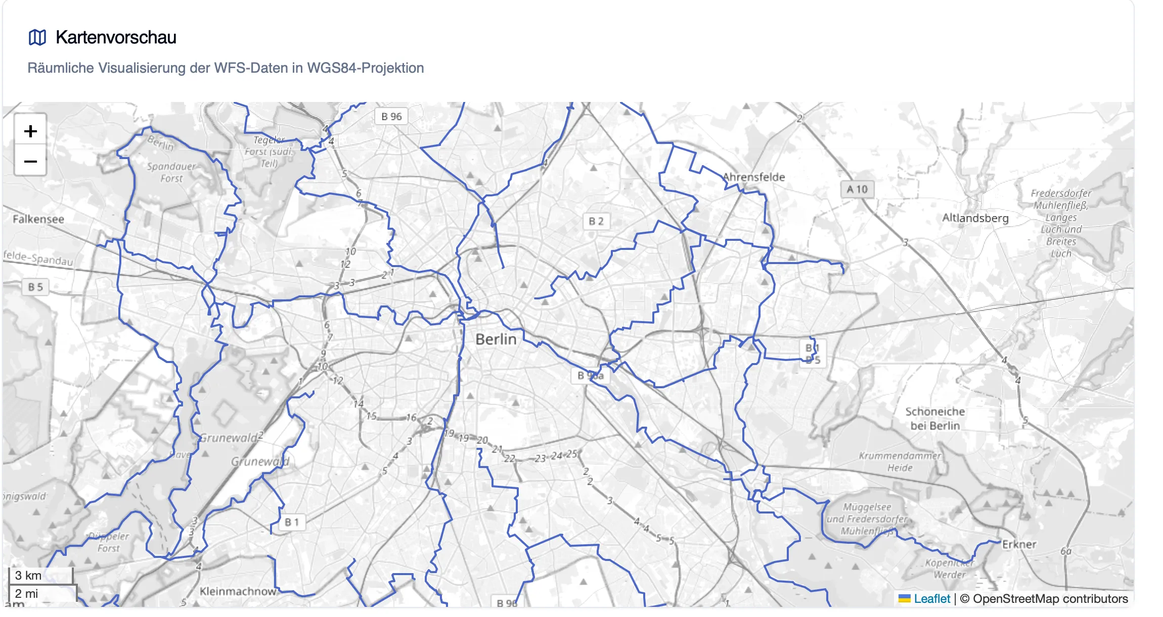Die Karte gibt einen ersten Überblick über die räumlichen Ausprägungen des Datensatzes.