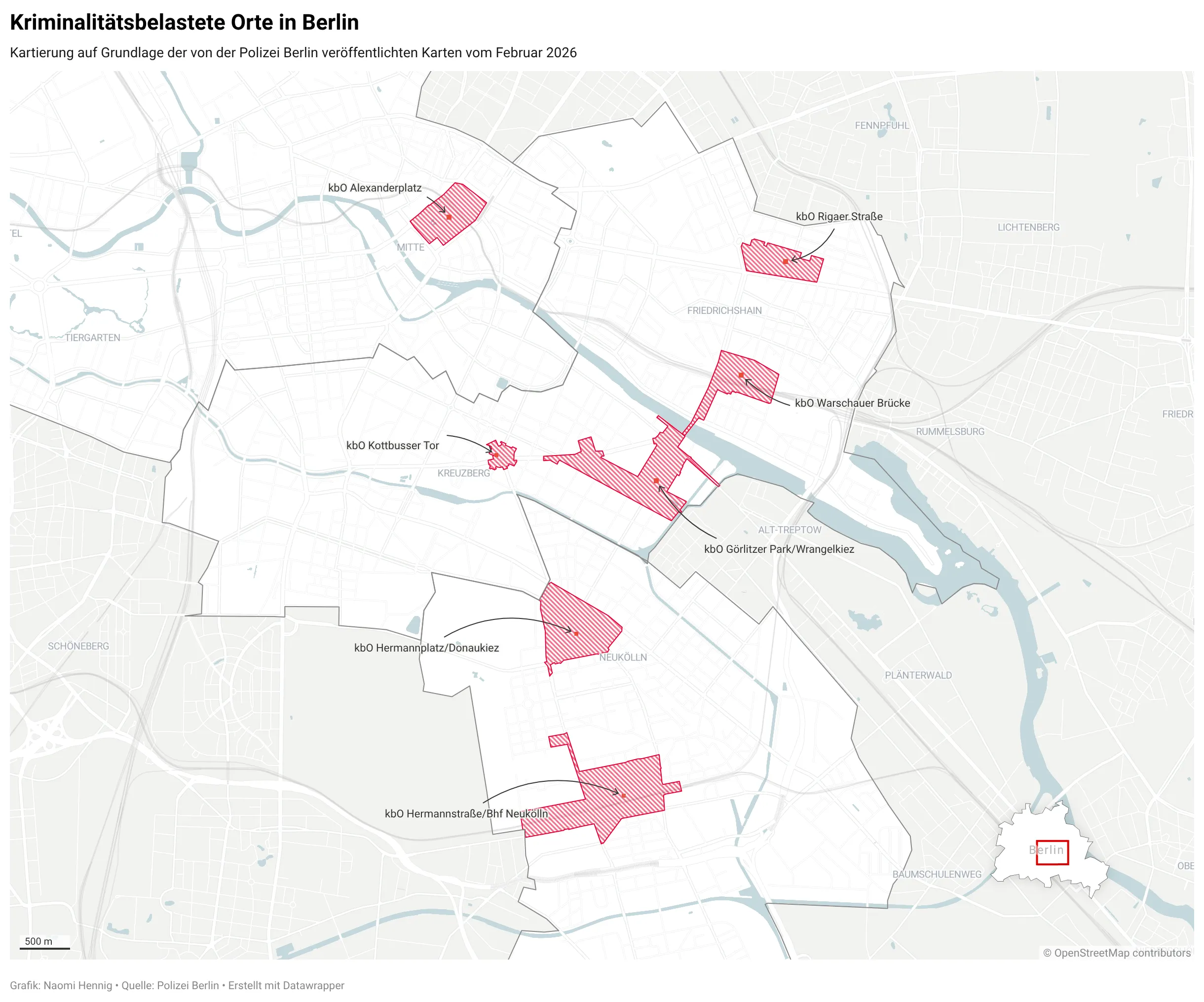 Karte der kriminalitätsbelasten Orte