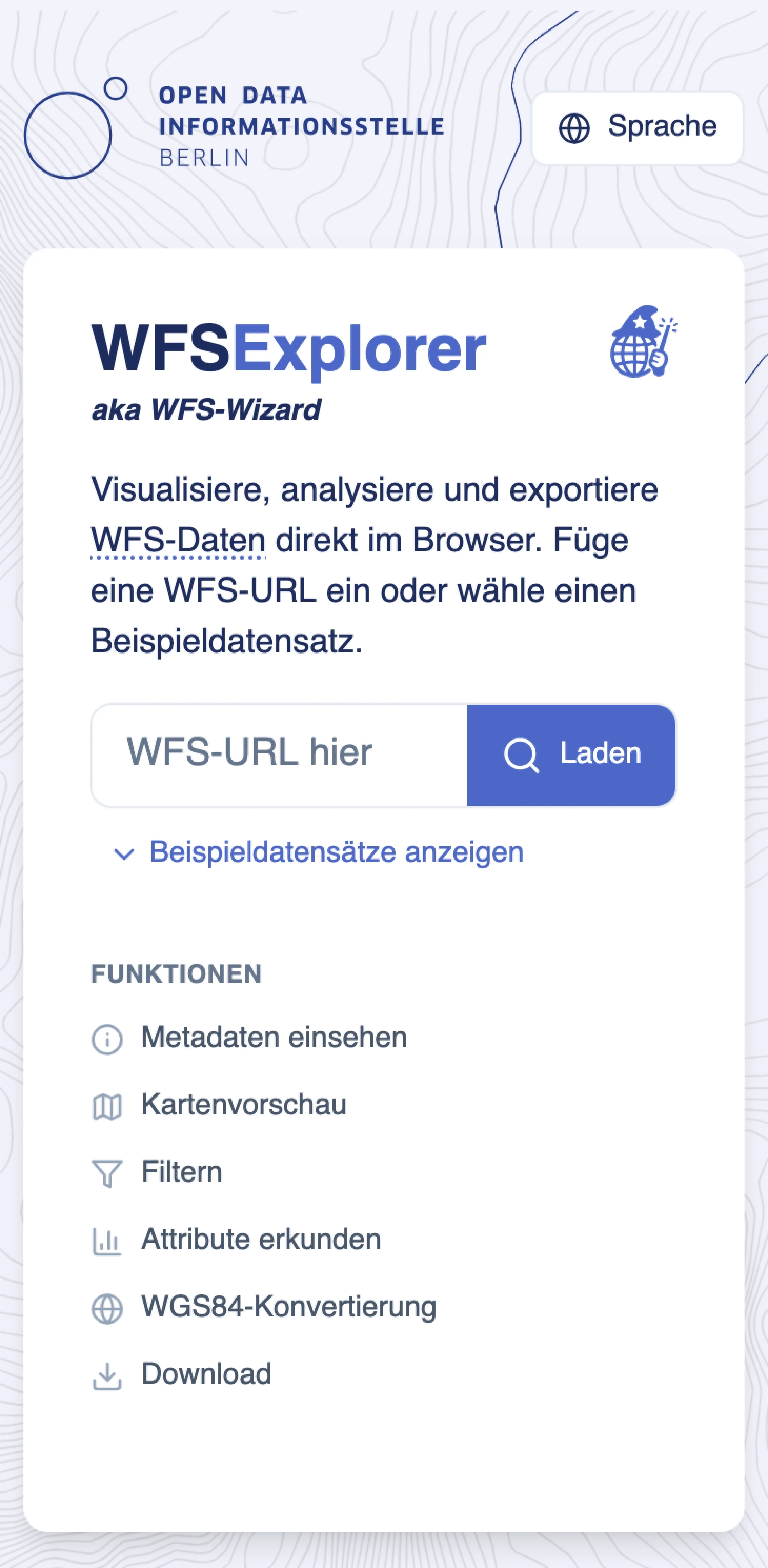 Mobile screenshot für das Projekt: 'WFS-Explorer'
